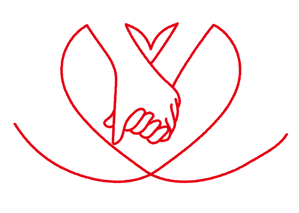 ハートと握手のモチーフ