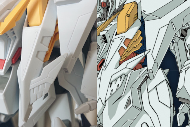 HGUC 1/144 Ξ（クスィー）ガンダム　ボディ前面のはねの形状