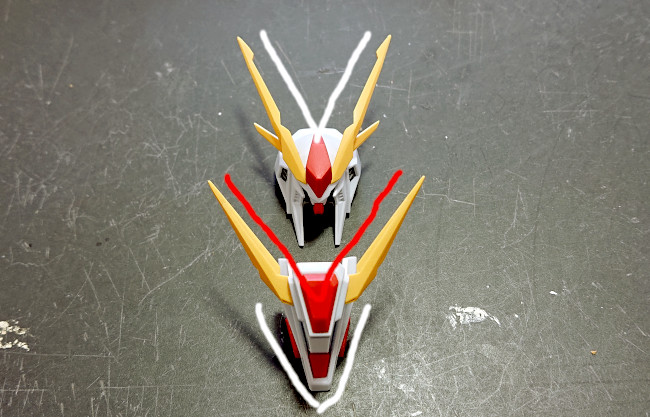 HGクスイーガンダム　アンテナの角度比較